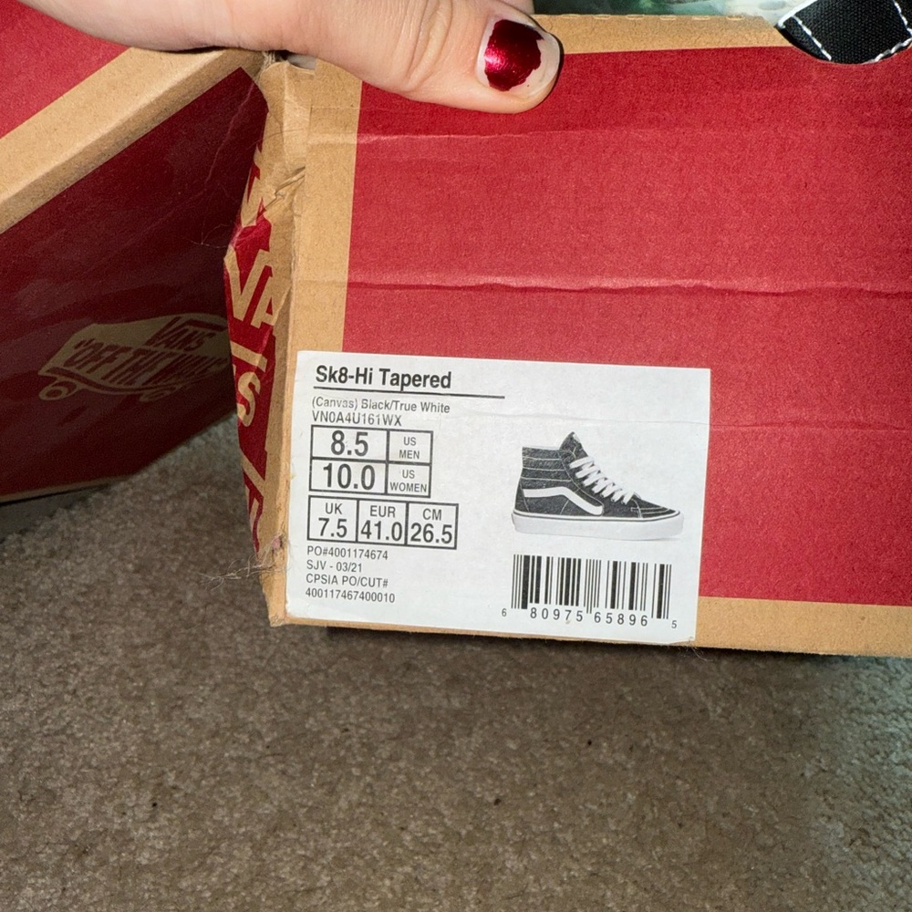 Vans Black and White Sk8-Hi Tapered Sneakers - Picture 2 of 2